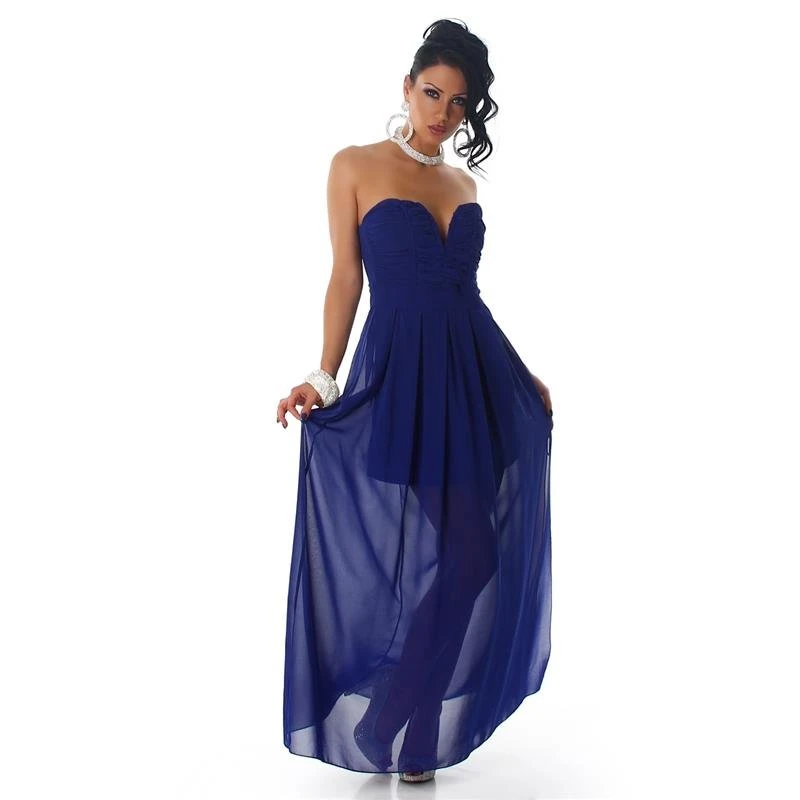 Elegantes Trägerloses Bandeau Abendkleid Aus Chiffon Royal Blau 5 Elegantes Trägerloses Bandeau Abendkleid Aus Chiffon Royal Blau – Bild 3