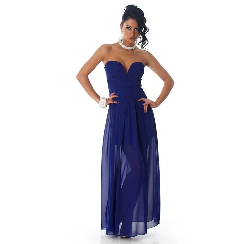 Elegantes Trägerloses Bandeau Abendkleid Aus Chiffon Royal Blau 6 Elegantes Trägerloses Bandeau Abendkleid Aus Chiffon Royal Blau – Bild 4