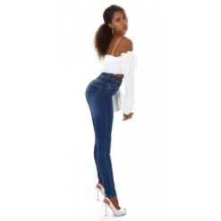 Enganliegende Damen Highwaist Röhrenjeans Dunkelblau -Günstiges Moden Funke Geschäft enganliegende damen highwaist roehrenjeans dunkelblau6