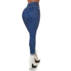 Enganliegende Damen Highwaist Röhrenjeans Mit Elastikbund Blau -Günstiges Moden Funke Geschäft enganliegende damen highwaist roehrenjeans mit elastikbund blau3