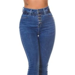 Enganliegende Damen Highwaist Röhrenjeans Mit Elastikbund Blau -Günstiges Moden Funke Geschäft enganliegende damen highwaist roehrenjeans mit elastikbund blau4