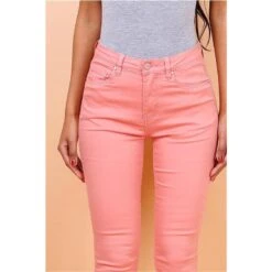Figurbetonende Damen Skinny Jeans Röhrenjeans Lachs -Günstiges Moden Funke Geschäft figurbetonende damen skinny jeans roehrenjeans lachs4