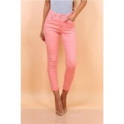 Figurbetonende Damen Skinny Jeans Röhrenjeans Lachs -Günstiges Moden Funke Geschäft figurbetonende damen skinny jeans roehrenjeans lachs5