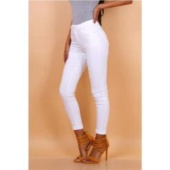 Figurbetonende Damen Skinny Jeans Röhrenjeans Weiß