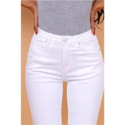 Figurbetonende Damen Skinny Jeans Röhrenjeans Weiß -Günstiges Moden Funke Geschäft figurbetonende damen skinny jeans roehrenjeans weiss4