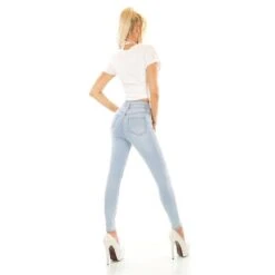 Figurbetonte Damen Highwaist Skinny Jeans Hellblau -Günstiges Moden Funke Geschäft figurbetonte damen highwaist skinny jeans hellblau4