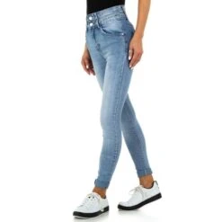 Hautenge Damen High Waist Stretch Röhrenjeans Mit Nieten Blau -Günstiges Moden Funke Geschäft hautenge damen high waist stretch roehrenjeans mit nieten blau3