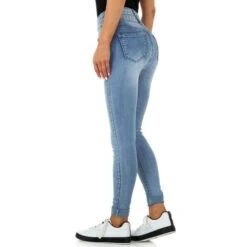 Hautenge Damen High Waist Stretch Röhrenjeans Mit Nieten Blau -Günstiges Moden Funke Geschäft hautenge damen high waist stretch roehrenjeans mit nieten blau4