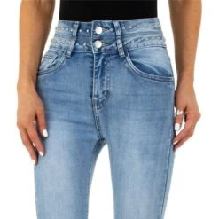 Hautenge Damen High Waist Stretch Röhrenjeans Mit Nieten Blau -Günstiges Moden Funke Geschäft hautenge damen high waist stretch roehrenjeans mit nieten blau5