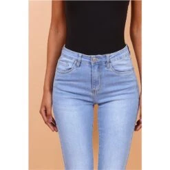 Hautenge Damen Skinny Stretch Jeans Mit Zipper Am Bein Hellblau -Günstiges Moden Funke Geschäft hautenge damen skinny stretch jeans mit zipper am bein hellblau3