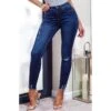 Hautenge Damen Stretch-Röhrenjeans Destroyed-Look Dunkelblau 1 Hautenge Damen Stretch-Röhrenjeans Destroyed-Look Dunkelblau -Günstiges Moden Funke Geschäft hautenge damen stretch roehrenjeans destroyed look dunkelblau 1