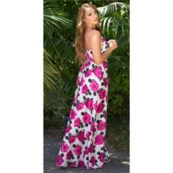 Langes Damen Sommer Maxikleid Mit Blumen-Muster Pink 11 Langes Damen Sommer Maxikleid Mit Blumen-Muster Pink -Günstiges Moden Funke Geschäft langes damen sommer maxikleid mit blumen muster pink2