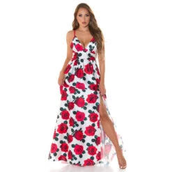 Langes Damen Sommer Maxikleid Mit Blumen-Muster Rot 11 Langes Damen Sommer Maxikleid Mit Blumen-Muster Rot -Günstiges Moden Funke Geschäft langes damen sommer maxikleid mit blumen muster rot3