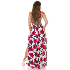 Langes Damen Sommer Maxikleid Mit Blumen-Muster Rot 12 Langes Damen Sommer Maxikleid Mit Blumen-Muster Rot -Günstiges Moden Funke Geschäft langes damen sommer maxikleid mit blumen muster rot4