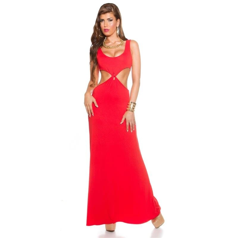 Langes Goddess-Look Maxi-Abendkleid Mit Cut-Outs Rot 3 Langes Goddess-Look Maxi-Abendkleid Mit Cut-Outs Rot