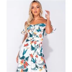 Langes Off Shoulder Maxikleid Mit Palmen Und Volants Weiß 13 Langes Off Shoulder Maxikleid Mit Palmen Und Volants Weiß -Günstiges Moden Funke Geschäft langes off shoulder maxikleid mit palmen und volants weiss4