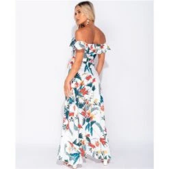 Langes Off Shoulder Maxikleid Mit Palmen Und Volants Weiß 15 Langes Off Shoulder Maxikleid Mit Palmen Und Volants Weiß -Günstiges Moden Funke Geschäft langes off shoulder maxikleid mit palmen und volants weiss6