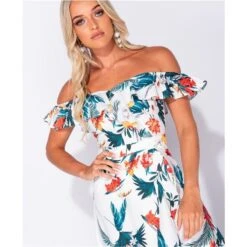 Langes Off Shoulder Maxikleid Mit Palmen Und Volants Weiß 16 Langes Off Shoulder Maxikleid Mit Palmen Und Volants Weiß -Günstiges Moden Funke Geschäft langes off shoulder maxikleid mit palmen und volants weiss7