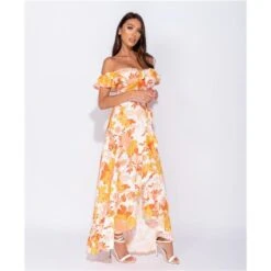 Langes Off Shoulder Maxikleid Mit Volants Und Blumen Gelb 11 Langes Off Shoulder Maxikleid Mit Volants Und Blumen Gelb -Günstiges Moden Funke Geschäft langes off shoulder maxikleid mit volants und blumen gelb3