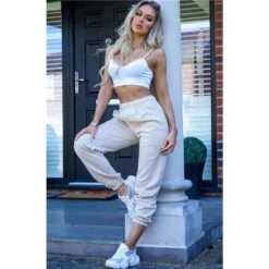 Legere Damen Jogginghose Sporthose Beige