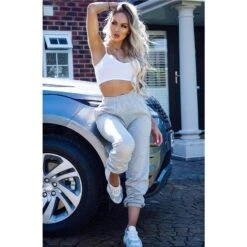 Legere Damen Jogginghose Sporthose Hellgrau