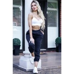Legere Damen Jogginghose Sporthose Schwarz -Günstiges Moden Funke Geschäft legere damen jogginghose sporthose schwarz4