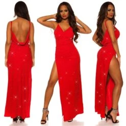 Red-Carpet-Look Träger-Partykleid Mit Hohem Schlitz Rot 11 Red-Carpet-Look Träger-Partykleid Mit Hohem Schlitz Rot -Günstiges Moden Funke Geschäft red carpet look traeger partykleid mit hohem schlitz rot6