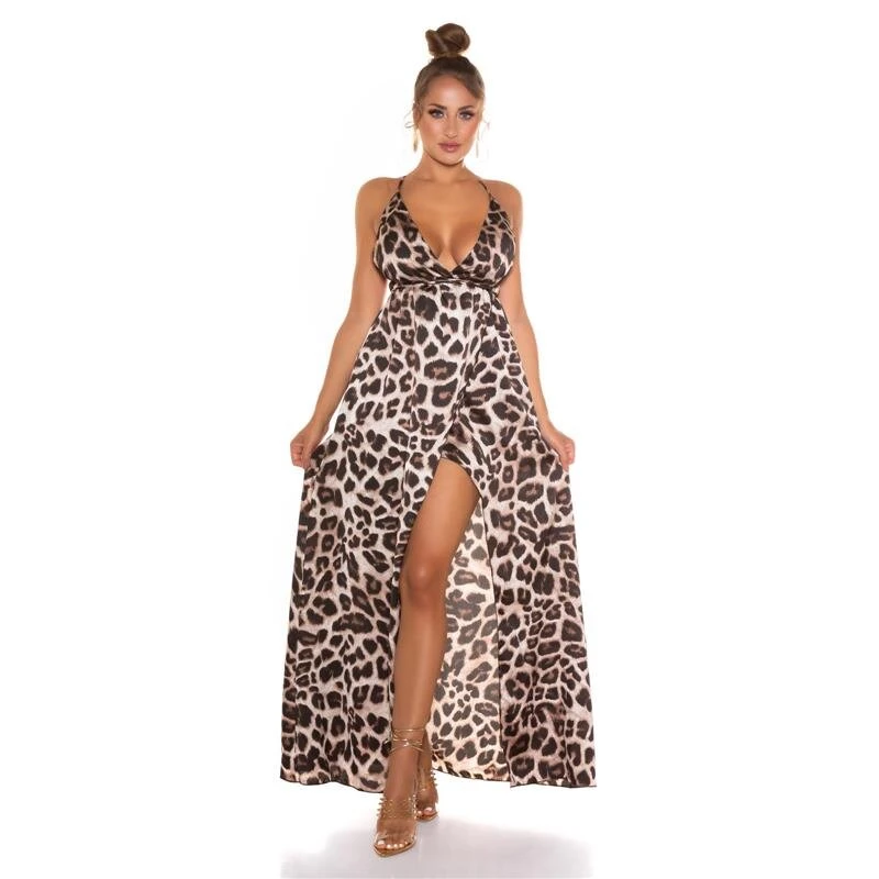 Rückenfreies Damen Träger-Maxikleid Mit Animalprint Leopard 11 Rückenfreies Damen Träger-Maxikleid Mit Animalprint Leopard – Bild 9