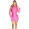 Schimmerndes Langarm Minikleid Mit Spitze Und Raffungen Pink 2 Schimmerndes Langarm Minikleid Mit Spitze Und Raffungen Pink -Günstiges Moden Funke Geschäft schimmerndes langarm minikleid mit spitze und raffungen pink