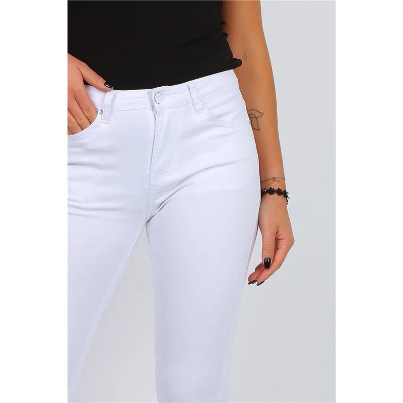 Sexy Damen Capri Jeans Stretch Hose Weiß 7 Sexy Damen Capri Jeans Stretch Hose Weiß – Bild 5