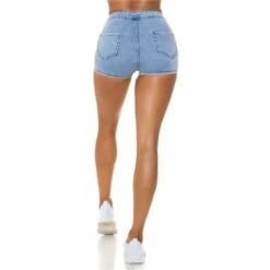Sexy Damen Highwaist Stretch Jeans-Shorts Hotpants Hellblau -Günstiges Moden Funke Geschäft sexy damen highwaist stretch jeans shorts hotpants hellblau7