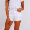 Sexy Damen Jeans Hotpants Shorts Destroyed-Look Weiß -Günstiges Moden Funke Geschäft sexy damen jeans hotpants shorts destroyed look weiss