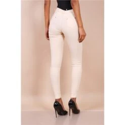 Sexy Figurbetonende Damen Skinny Jeans Mit Zippern Beige -Günstiges Moden Funke Geschäft sexy figurbetonende damen skinny jeans mit zippern beige4