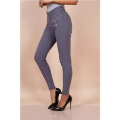 Sexy Figurbetonende Damen Skinny Jeans Mit Zippern Grau -Günstiges Moden Funke Geschäft sexy figurbetonende damen skinny jeans mit zippern grau3