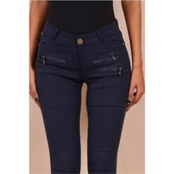Sexy Figurbetonende Damen Skinny Jeans Mit Zippern Marine -Günstiges Moden Funke Geschäft sexy figurbetonende damen skinny jeans mit zippern marine5
