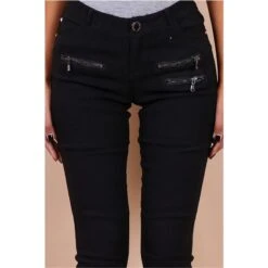 Sexy Figurbetonende Damen Skinny Jeans Mit Zippern Schwarz -Günstiges Moden Funke Geschäft sexy figurbetonende damen skinny jeans mit zippern schwarz5