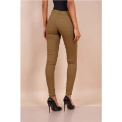 Sexy Figurbetonende Damen Skinny Jeans Mit Zippern Taupe -Günstiges Moden Funke Geschäft sexy figurbetonende damen skinny jeans mit zippern taupe4