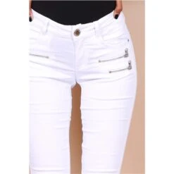 Sexy Figurbetonende Damen Skinny Jeans Mit Zippern Weiß -Günstiges Moden Funke Geschäft sexy figurbetonende damen skinny jeans mit zippern weiss5