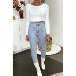 Sexy Hautenge Damen Highwaist Röhrenjeans Acid-Wash Blau -Günstiges Moden Funke Geschäft sexy hautenge damen highwaist roehrenjeans acid wash blau3