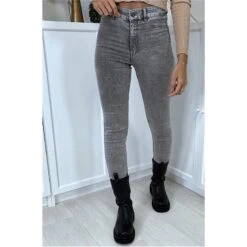 Sexy Hautenge Damen Highwaist Röhrenjeans Acid-Wash Grau -Günstiges Moden Funke Geschäft sexy hautenge damen highwaist roehrenjeans acid wash grau2