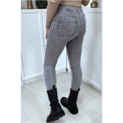 Sexy Hautenge Damen Highwaist Röhrenjeans Acid-Wash Grau -Günstiges Moden Funke Geschäft sexy hautenge damen highwaist roehrenjeans acid wash grau3