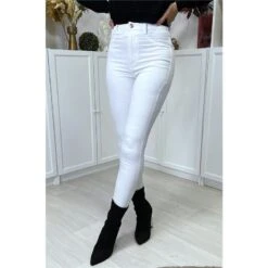 Sexy Hautenge Damen Highwaist Röhrenjeans Weiß