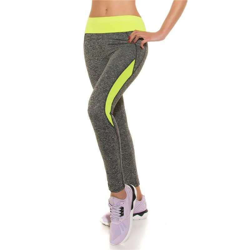 Sexy Jogging Sporthose Fitness Yoga Leggings Grau/Neon Gelb 3 Sexy Jogging Sporthose Fitness Yoga Leggings Grau/Neon Gelb