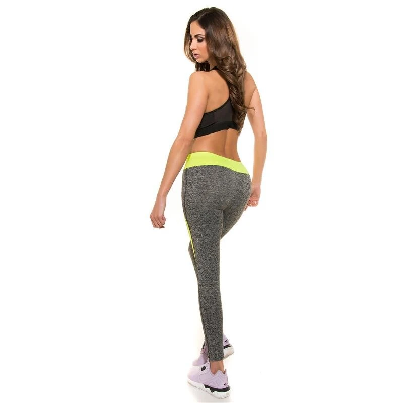 Sexy Jogging Sporthose Fitness Yoga Leggings Grau/Neon Gelb 9 Sexy Jogging Sporthose Fitness Yoga Leggings Grau/Neon Gelb – Bild 7