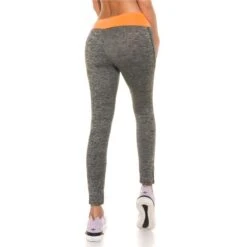Sexy Jogging Sporthose Fitness Yoga Leggings Grau/Neon Orange -Günstiges Moden Funke Geschäft sexy jogging sporthose fitness yoga leggings grau neon orange3