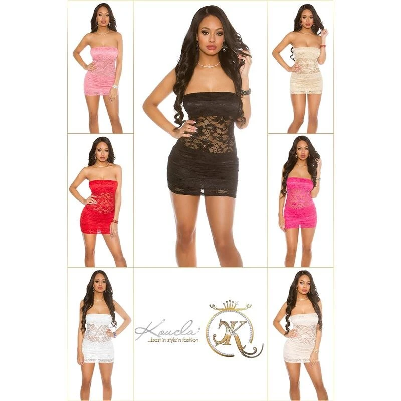 Sexy Party Bandeau Minikleid Aus Spitze Weiß 10 Sexy Party Bandeau Minikleid Aus Spitze Weiß – Bild 8