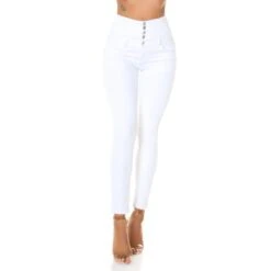 Skinny Damen High Waist Röhrenjeans Weiß