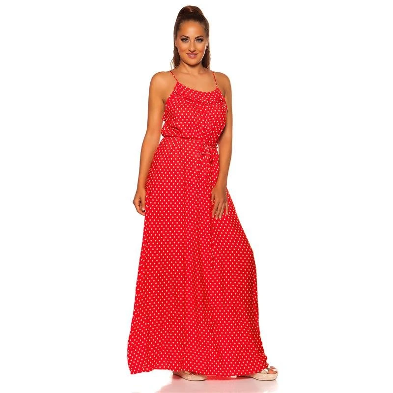 Sommerliches Träger-Maxikleid Mit Polka Dots Rot 3 Sommerliches Träger-Maxikleid Mit Polka Dots Rot