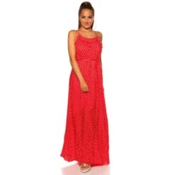 Sommerliches Träger-Maxikleid Mit Polka Dots Rot 12 Sommerliches Träger-Maxikleid Mit Polka Dots Rot -Günstiges Moden Funke Geschäft sommerliches traeger maxikleid mit polka dots rot4