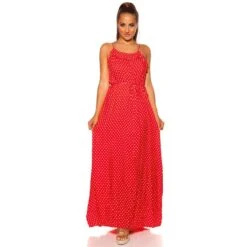 Sommerliches Träger-Maxikleid Mit Polka Dots Rot 13 Sommerliches Träger-Maxikleid Mit Polka Dots Rot -Günstiges Moden Funke Geschäft sommerliches traeger maxikleid mit polka dots rot5